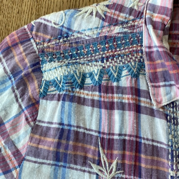 JOHNNY WAS 3J Workshop BRANDY CHIFFON FLOUNCE EMBROIDERED SHIRT W GAUZY HEM $268 - Picture 3 of 14